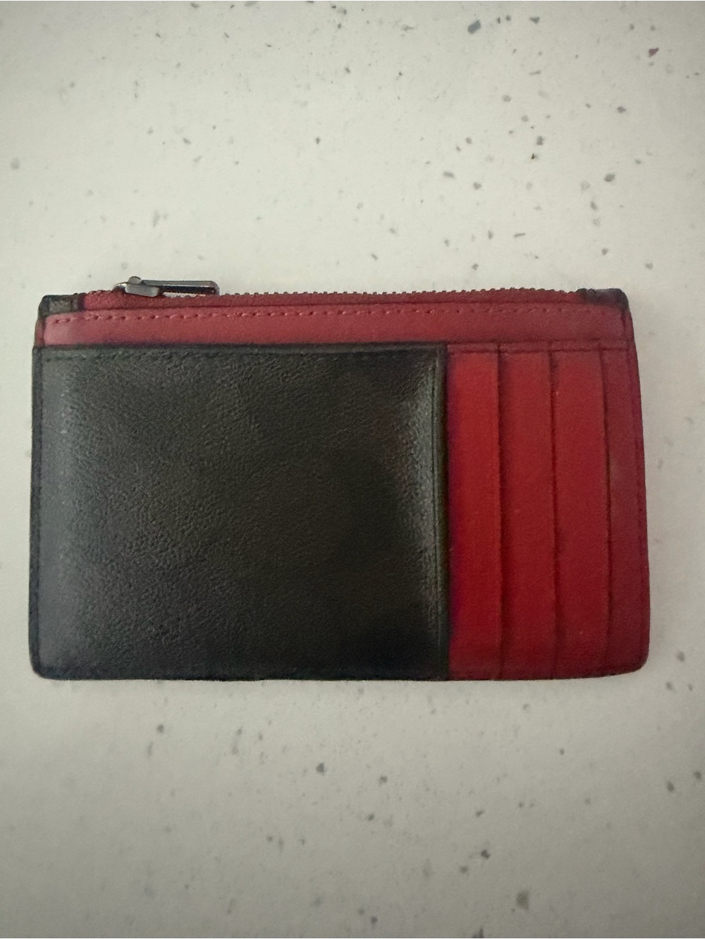 Coach Black and Red Leather Card & Key Holder